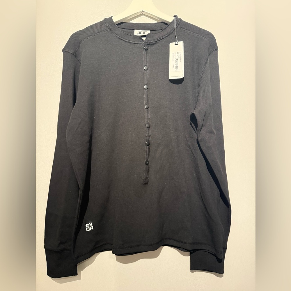 Casual Black Long Sleeve Henley by 3sixteen